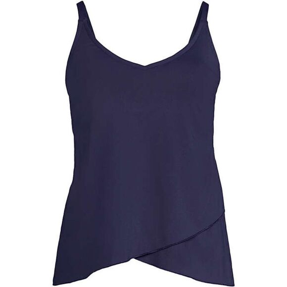 Land’s End Plus Standard size tulip hem adjust straps soft cup tankini navy Var - Picture 1 of 5
